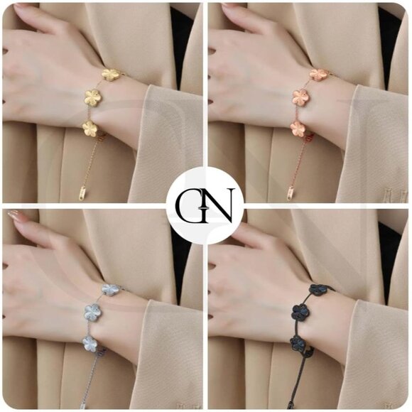 Elegant 18K Gold Plated Clover Bracelet - Adjustable Link Jewelry Gift for Women - Picture 5 of 7